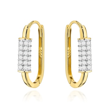 Cercei Aur Oval cu Zirconiu