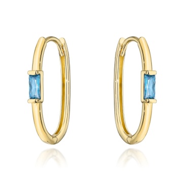 Cercei Creole Aur 14k cu Cristale Albastre