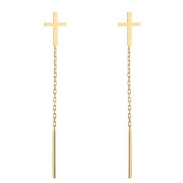 Cercei Fir Aur 14k cu Cruce