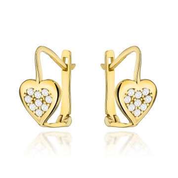 Cercei Inimi Delicate din Aur 14K cu Zirconii