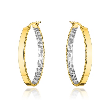 Cercei Ovali cu Model din Aur 14K