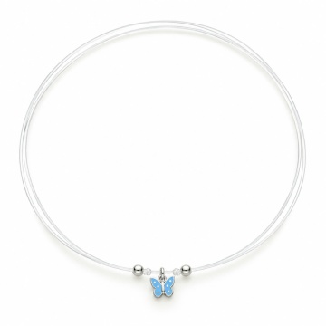 Choker reglabil fir transparent - Butterfly Blue din Argint 925