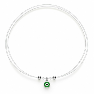 Choker reglabil fir transparent - Ochi de Deochi din Argint 925 - Green