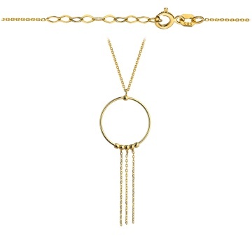 Colier cu Cerculet, Bilute si Franjuri- Aur 14k