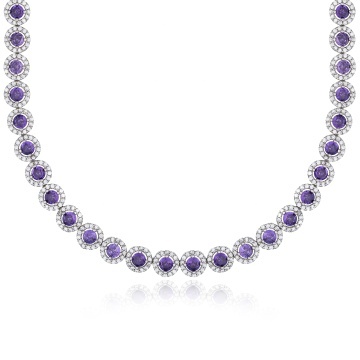 Colier din argint 925 cu cristale Angel Collection - Purple Edition