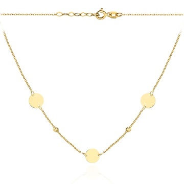 Colier Elegant cu Cercuri Pline și Bile Diamantate din Aur 14K
