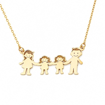 Colier Familia cu parinti si doi copii din Aur 14k 585