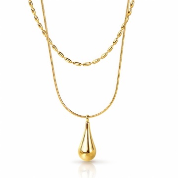 Colier Teardrop din Inox placat cu Aur