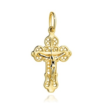 Cruciuliță Ortodoxă Din Aur 14K Decorată Cu Ajour Fin