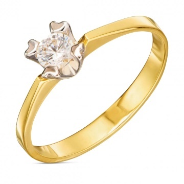 Elegant Inel din Aur 8K cu Zirconiu - Floare