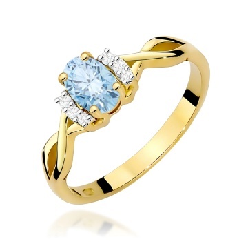 Inel Aur 14K cu Diamante Albastre de Laborator 0.55 ct