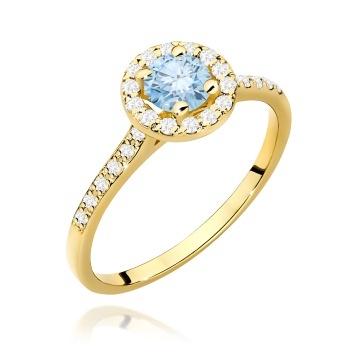 Inel Aur 14K cu Diamante Albastre de Laborator 0.74 ct