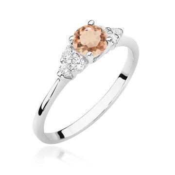 Inel Aur 14K cu Morganit 0.40 ct si Diamante Naturale 0.18 ct