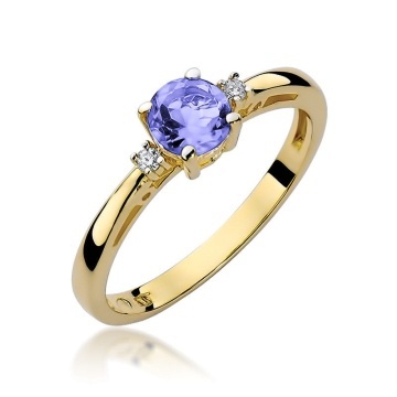 Inel Aur 14K cu Tanzanit 0.50 ct si Diamante Naturale 0.03 ct