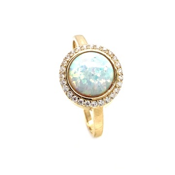 Inel Aur 14k cu Zirconii si Opal