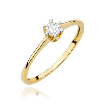 Inel Aur 9K cu Diamant Natural 0.03 ct