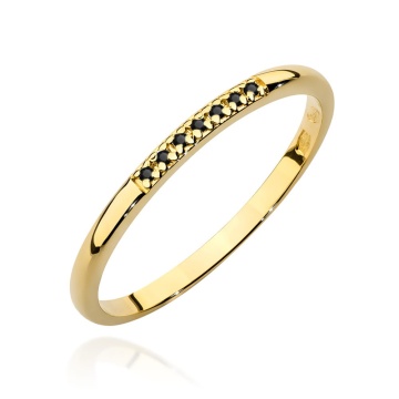 Inel Aur 9K cu Diamante Naturale Negre 0.04 ct