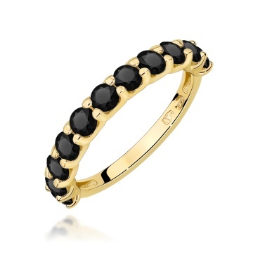 Inel Aur 9K cu Diamante Naturale Negre 1.32 ct