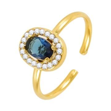 Inel Princess Blue din Inox placat cu AUR 18K