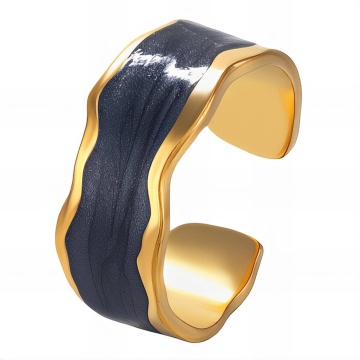 Inel reglabil Blacky din Inox placat cu AUR 18K