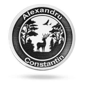 Moneda Silver Hunt din Argint 2.5cm - Gravura 3D - Fata/ Verso
