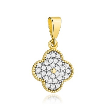 Pandantiv Aur 14K Koniczynka Decorat cu Zirconiu