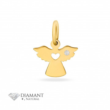 Pandantiv Ingeras din Aur 14k si diamant natural