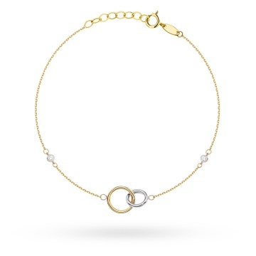 Bratara Aur 14K cu Cerculete Impletite Bicolore si Zirconii