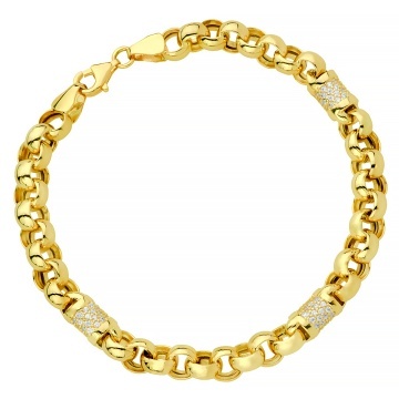 Bratara Aur cu Zale Impletite si Cristale- 14k