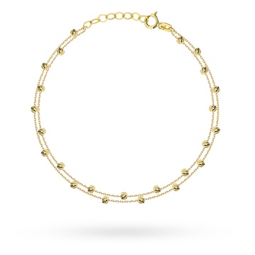 Brățară din Aur 14K cu Bile Delicate pe Lanț Dublu