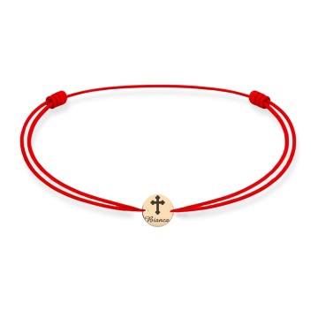 Brățară pentru Copii cu Bănuț 7mm Personalizat cu Nume și Cruce din Aur 14K