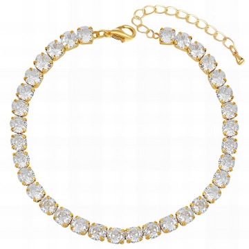 Bratara Tennis din Inox placata cu AUR 18K