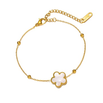 Bratara White Flower din Inox placat cu AUR 18K