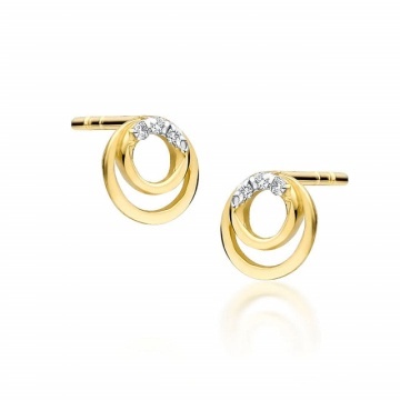 Cercei Aur 14K cu Diamante Naturale 0.03 ct
