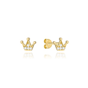 Cercei Aur 14k cu Model Coroana si Zirconii
