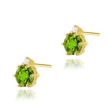 Cercei Aur 14K cu Peridot 0.60 ct si Diamante Naturale 0.03 ct