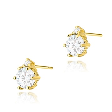 Cercei Aur 14K cu White Sapphire 0.60 ct si Diamante Naturale 0.03 ct