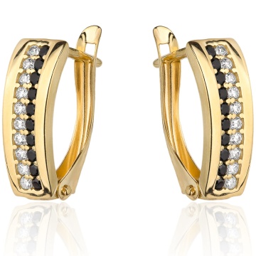 Cercei Aur 14k cu Zirconii Albe si Negre
