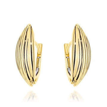 Cercei Aur 14K Elipsă Decorați cu Striații