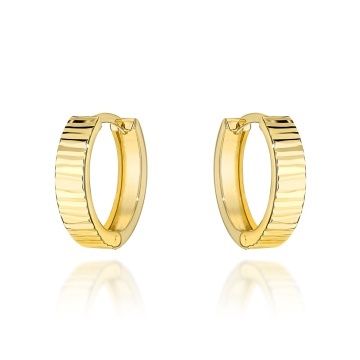 Cercei Aur 14K Rotunzi Ornamentati cu Striatii