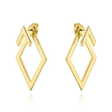 Cercei Aur Galben 14K Rombi Tridimensionali