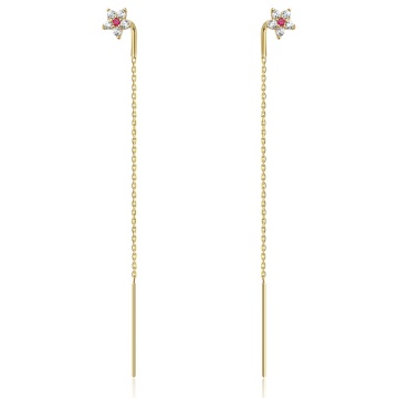 Cercei Fir Aur 14k cu Floare si Zirconii