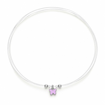 Choker reglabil fir transparent - Pink Butterfly din Argint 925