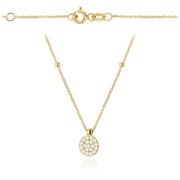 Colier Aur 14K Cerc Zirconii și Bile Netede