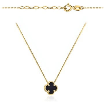 Colier Aur 14K Konicină Neagră - Eleganță Simplă