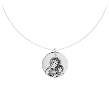 Colier cu fir transparent Fecioara Maria din Argint 925