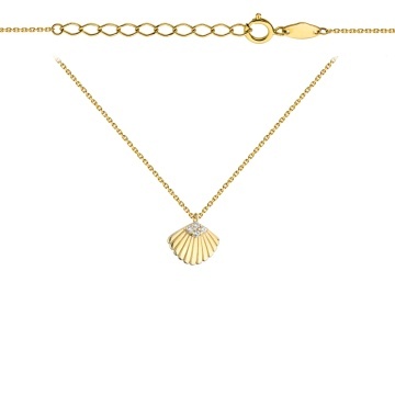 Colier Elegant cu Pandantiv Scoică din Aur Galben 14K și Zirconii