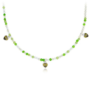 Colier Hearty Green din Argint 925 cu cristale
