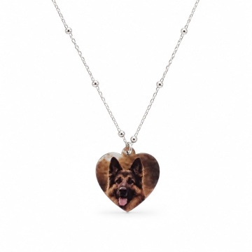Colier Kolorino din Argint 925 cu Inimioară Printată Color – 18 mm - Pet Edition