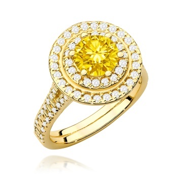 Inel Aur 14K cu Diamante Galbene de Laborator 1.63 ct